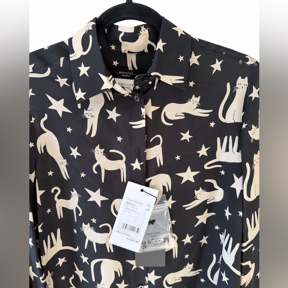 😻😻😻 WEEKEND MAX MARA TABELLA - BUTTON-DOWN SILK BLOUSE size 6 US/ 40 European - Picture 3 of 12